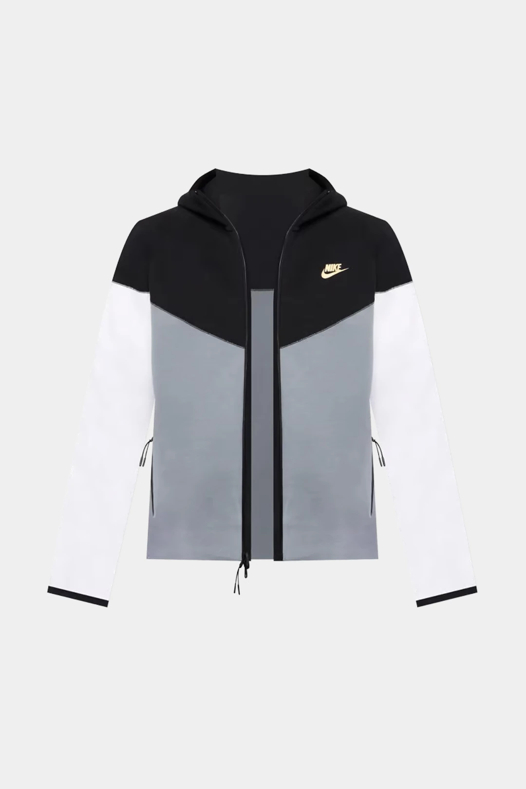 Tech Fleece Windrunner (Yeni) Full-Zip Hoodie – Siyah/Cool Grey/Beyaz/Metallic Gold