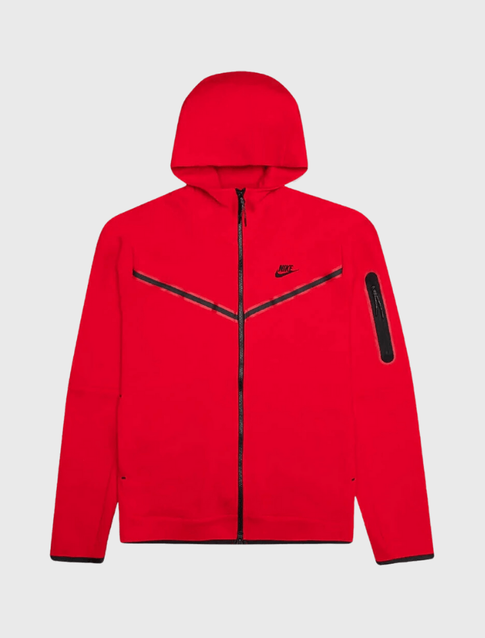 Tech Fleece Full-Zip Hoodie – Kırmızı